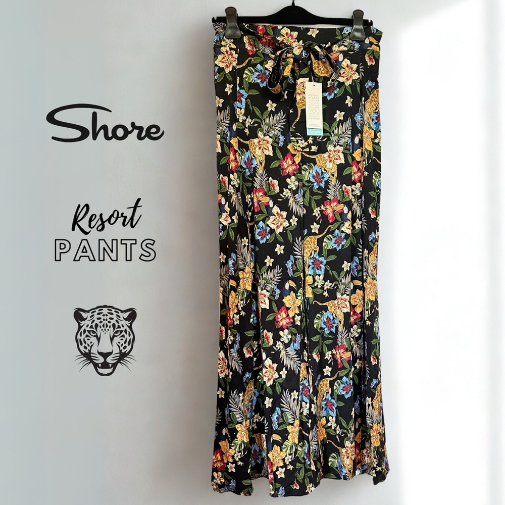 Shore Prowling Tropics Wide Slit-Leg Bella Beach Pants BNWT